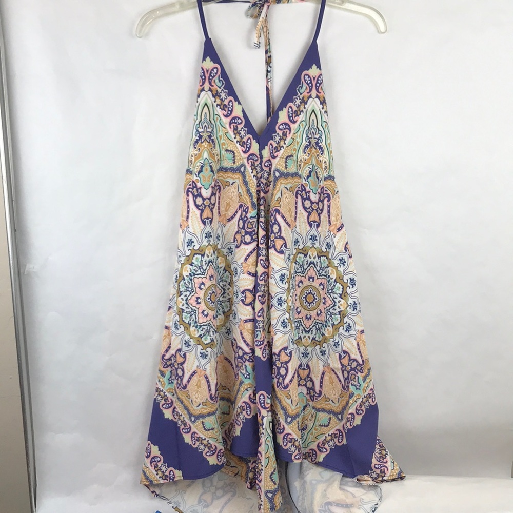 Boho halter super low back asymmetric NWOT